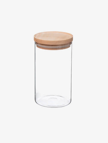 Tarro Hermético de Vidrio con Tapa de Madera